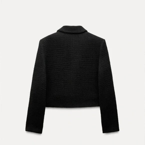 ZARA BOW BUTTON TEXTURED JACKET - Picture 4 of 5